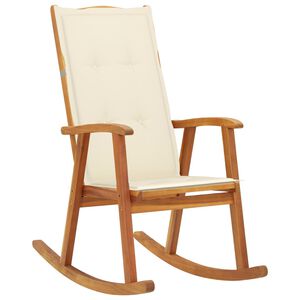 vidaXL Wooden Rocking Chair Natural wood, Cream Solid Acacia wood Large