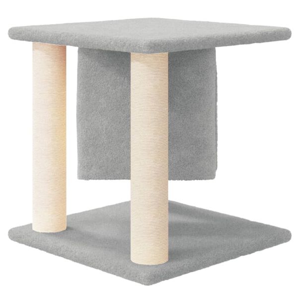 vidaXL Cat Tree Light Grey Engineered Wood, Plush, Sisal Small Durable