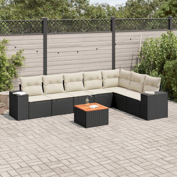 vidaXL Garden Sofa Set Black, Cream White