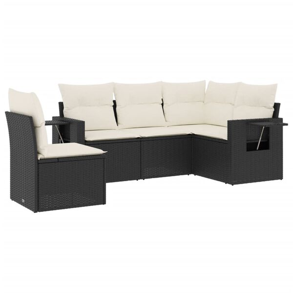 vidaXL Garden Sofa Set Black, Cream white