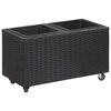 vidaXL Garden Raised Bed with 2 Pots 23.6"x11.8"x14.2" Poly Rattan Black