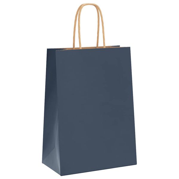vidaXL Paper Bags 250 pcs with Handles Blue 15x8x21 cm