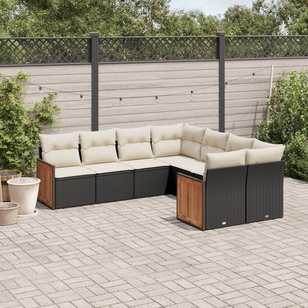 vidaXL Garden Sofa Set Black and Cream white
