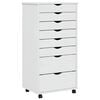 vidaXL Rolling Cabinet White Solid pine wood, engineered wood, plastic