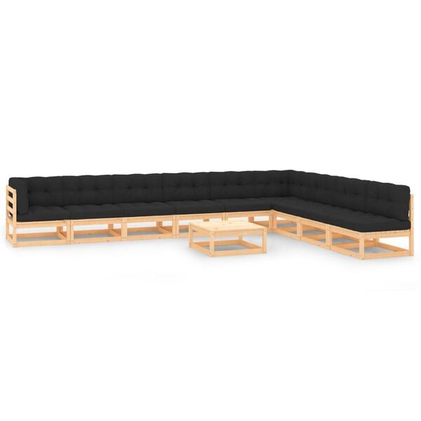 vidaXL Garden Lounge Set Anthracite Cushions, Pinewood
