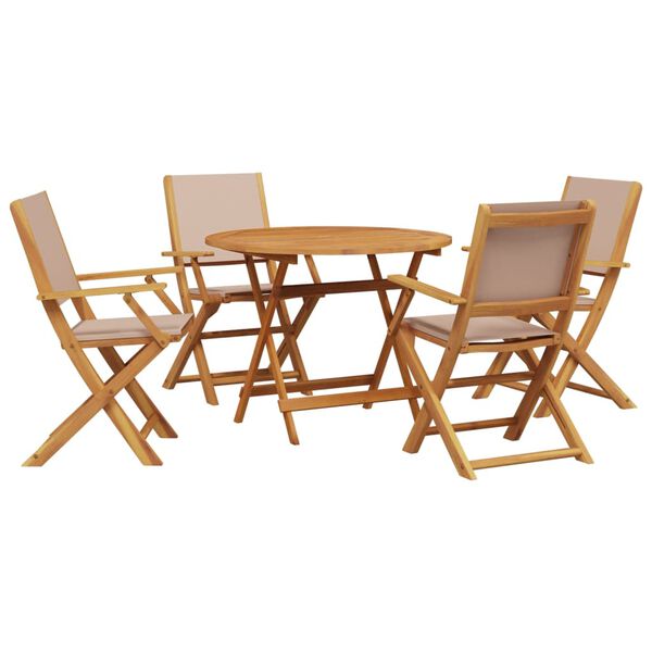 vidaXL Garden Dining Set Taupe Solid Acacia wood, Fabric (100% polyester)