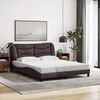 vidaXL Bed Frame Dark Brown Polyester Queen Bed Frame Waveform