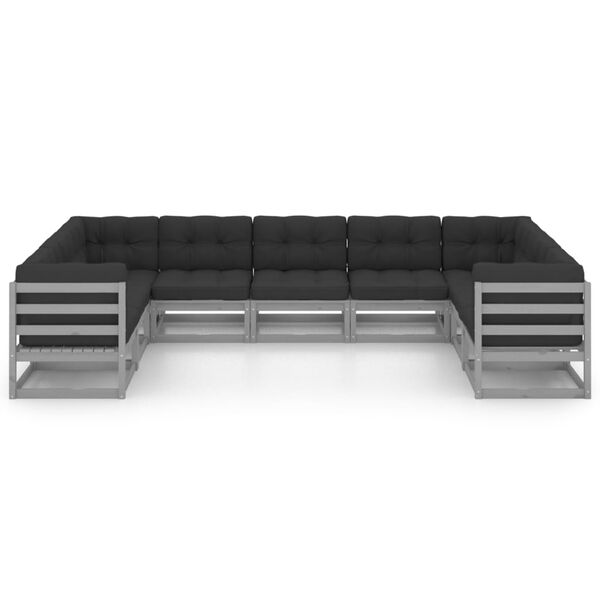 vidaXL Garden Lounge Set Grey, Anthracite Solid Pinewood, 100% Polyester