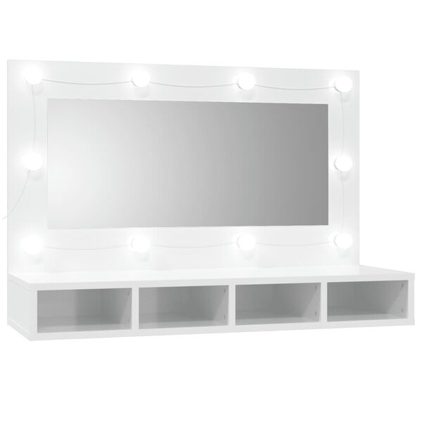 vidaXL Mirror Cabinet High gloss white Engineered wood, Acrylic