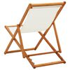 vidaXL Beach Chair Cream White Solid Eucalyptus Wood Medium Foldable