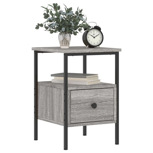 vidaXL Bedside Cabinet Set of 2 Grey Sonoma Engineered wood, iron Medium