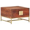 vidaXL Coffee Table Honey brown Solid acacia wood, iron 26.4x26.4x17.7 in