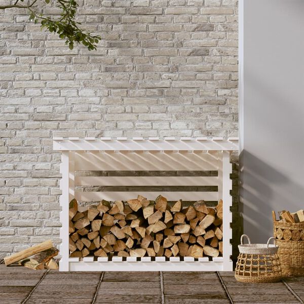vidaXL Firewood Rack White 42.5x28.7x31.1" Solid Wood Pine