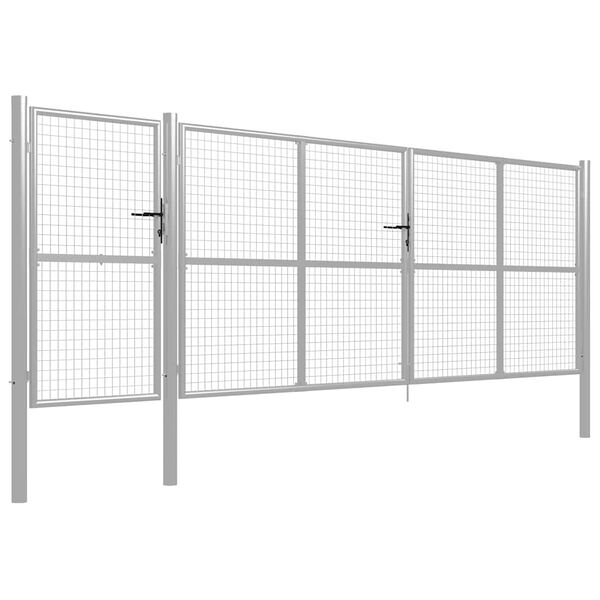 vidaXL Garden Gate Steel 196.9x59.1" Silver