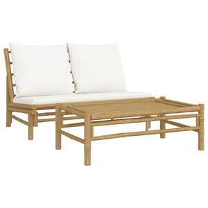 vidaXL Garden Lounge Set Cream white, Natural bamboo Bamboo, 100% polyester