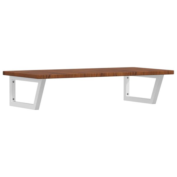 vidaXL Basin Shelf Dark brown with white brackets Solid oak, Steel Medium