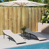 vidaXL Sun Lounger Black and Cream PE Rattan, Powder-Coated Steel