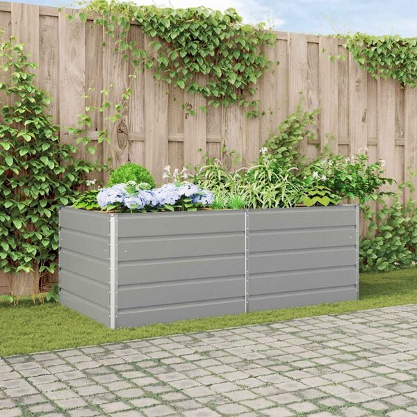 vidaXL Planter Light Grey 195 x 100 x 45 cm Galvanised Steel