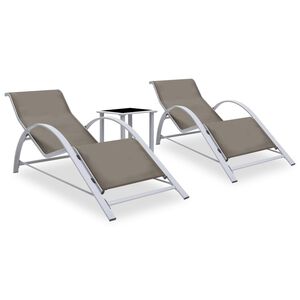 vidaXL Sun Lounger Taupe Textilene, Aluminum, Steel Standard