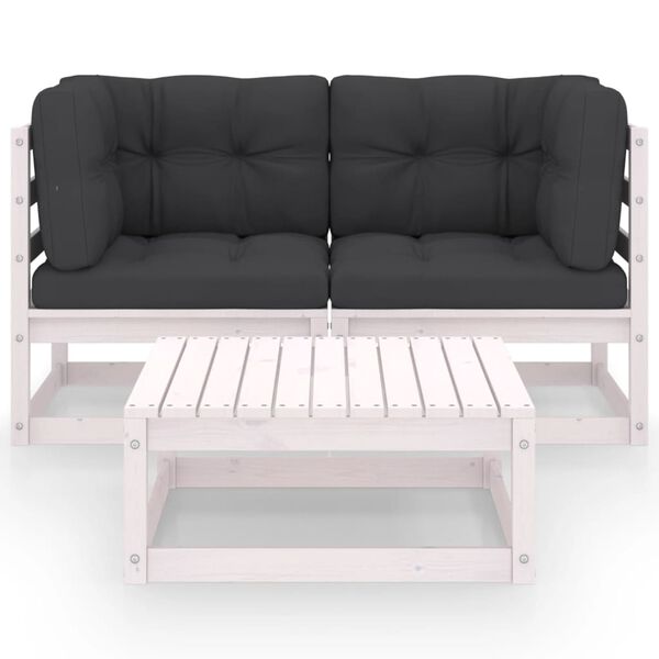 vidaXL Garden Lounge Set White Solid pinewood Compact Modular