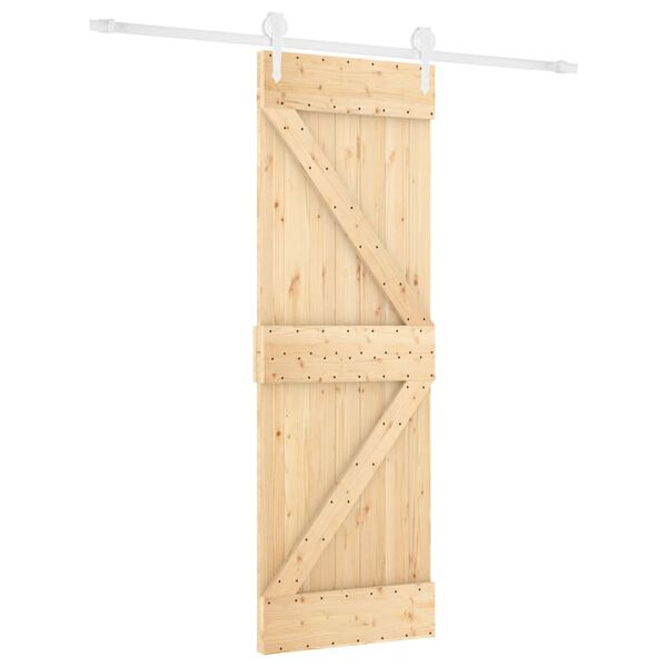 vidaXL Sliding Door with Hardware Set 27.6x82.7" Solid Wood Pine