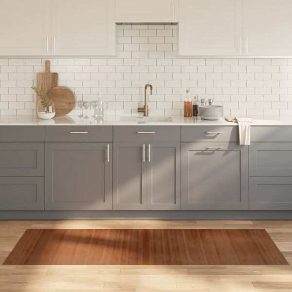 vidaXL Rug Brown Bamboo, Polypropylene 27.6 x 78.7 in Durable Rug