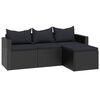 vidaXL Patio Lounge Set 3 Piece Set Black PE rattan Large