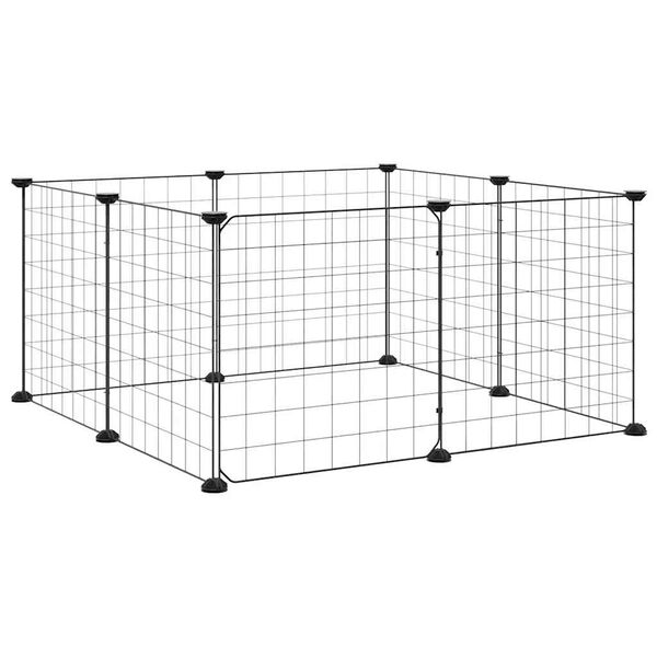 vidaXL Pet Cage Black Powder-coated steel Medium Collapsible