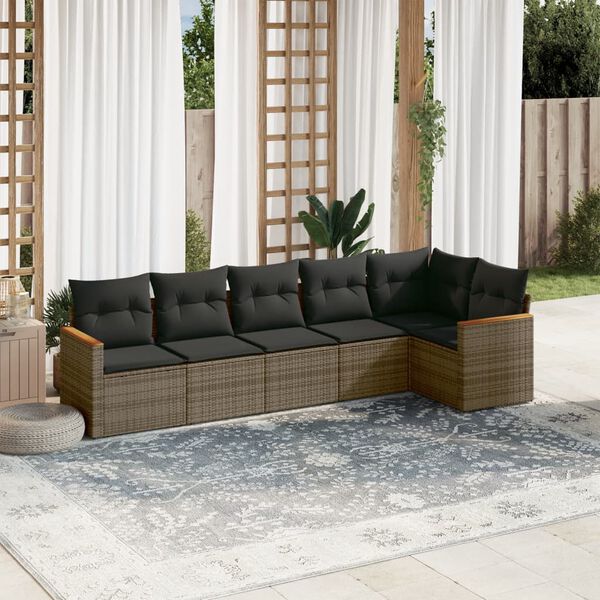 vidaXL Garden Sofa Set Grey, Dark Grey PE Rattan, Powder-Coated Steel