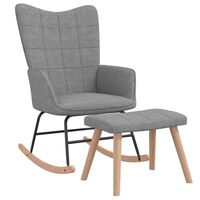 vidaXL Rocking Chair with a Stool Light Gray Fabric