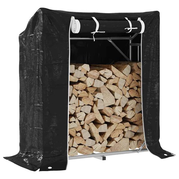 vidaxL Firewood Rack with Rain Cover 39.6"x15.9"x43.5" Galvanized Steel