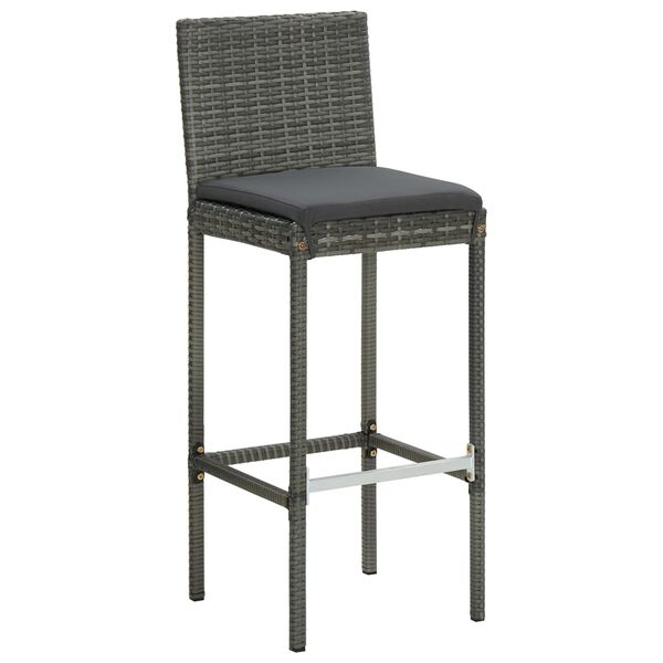 vidaXL Garden Bar Set Grey with anthracite cushions