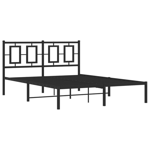 vidaXL Bed Frame Black Powder-Coated Steel Double Bed Frame
