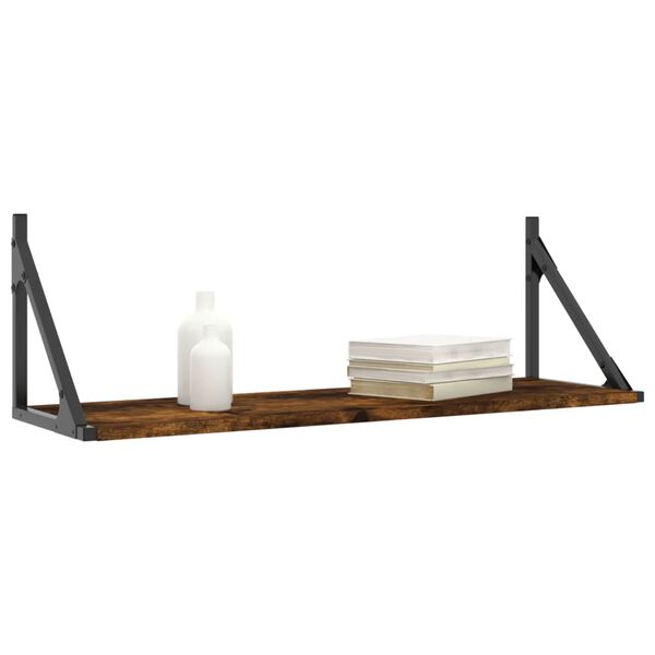 vidaXL Wall Shelf Set of 2 Smoked Oak Engineered wood, metal