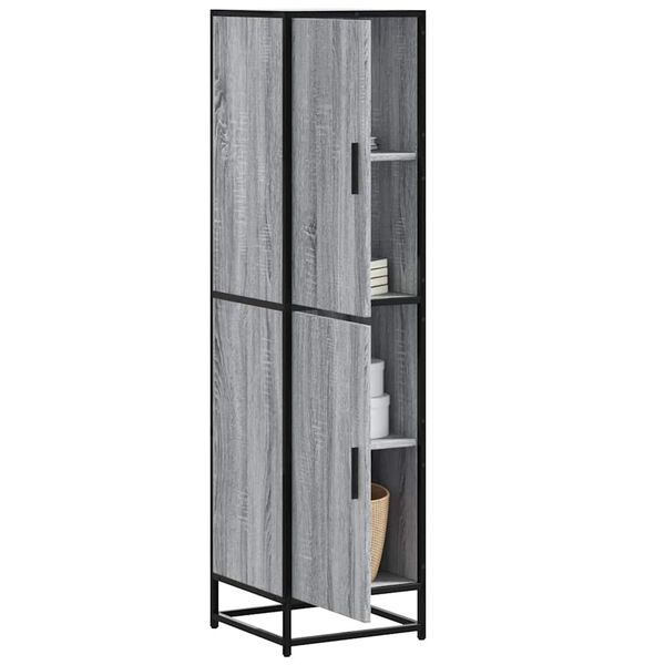 vidaXL Highboard Grey Sonoma Engineered Wood, Metal Slim Highboard