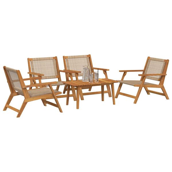 vidaXL Garden Chairs with Table 5 pcs Beige 35.4" x 17.7" x 15.7