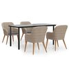 vidaXL Garden Dining Set Table: Black, Chairs: Brown, Cushions: Dark Grey