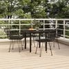 vidaXL Garden Dining Set Black Poly Rattan, Steel, Tempered Glass