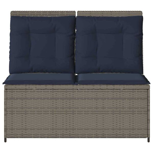 vidaXL Garden Bench with Cushion Gray Poly rattan