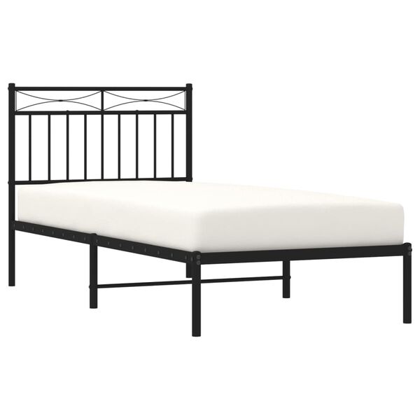vidaXL Bed Frame Black Powder-Coated Steel Twin Bed Frame Rectangular