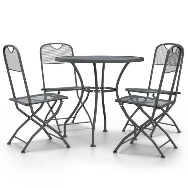vidaXL Garden Dining Set Anthracite Expanded metal mesh Medium Foldable
