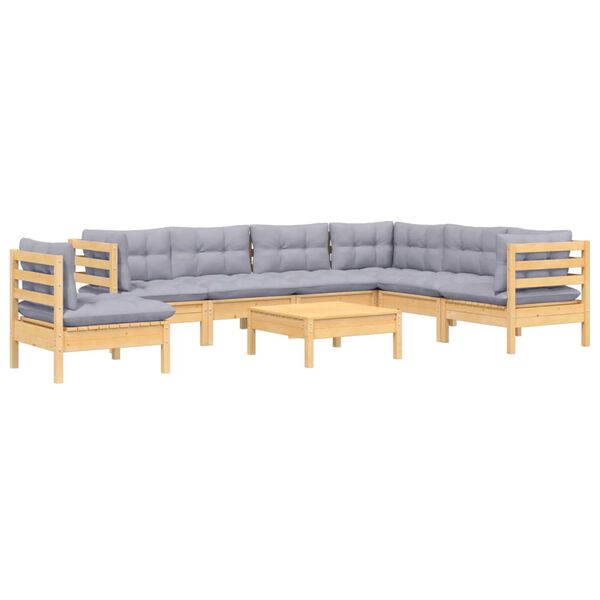 vidaXL Garden Lounge Set Grey Solid Pinewood Medium Modular
