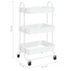 vidaXL 3-Tier Trolley White 16.9"x13.4"x31.1" Steel