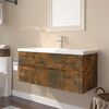 vidaXL Sink Cabinet With Basin Smoked oak and white Engineered wood, ceramic
