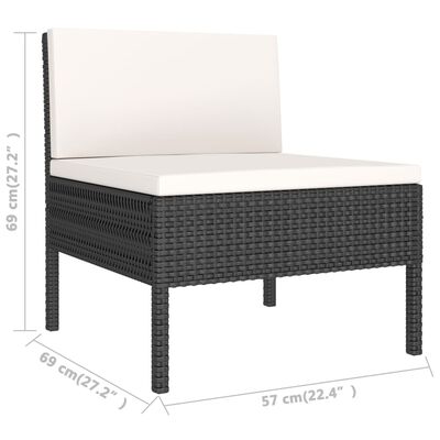 Single-seat corner with cream back cushion and seat cushion, dimensions shown (69 cm height, 69 cm depth, 57 cm width).