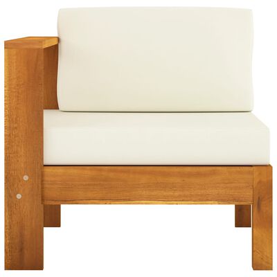 vidaXL Middle Sofa with 1 Armrest Cream White Solid Acacia Wood