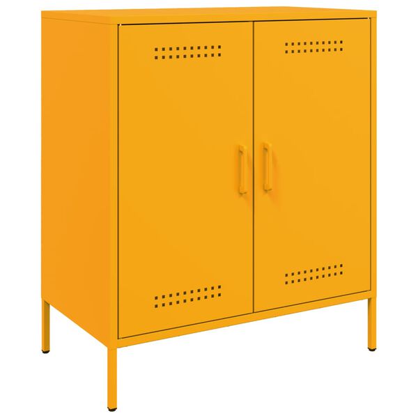 vidaXL Sideboard Mustard Yellow Steel Medium Storage Cabinet Cabinet