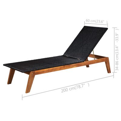 vidaXL Sun Loungers 2 pcs with Table Poly Rattan and Solid Acacia Wood
