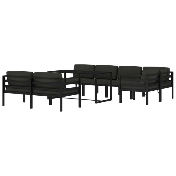vidaXL Garden Lounge Set Anthracite Aluminum, Polyester Standard Modular