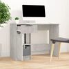 vidaXL Desk Concrete Gray Engineered Wood Medium Desk Rectangular